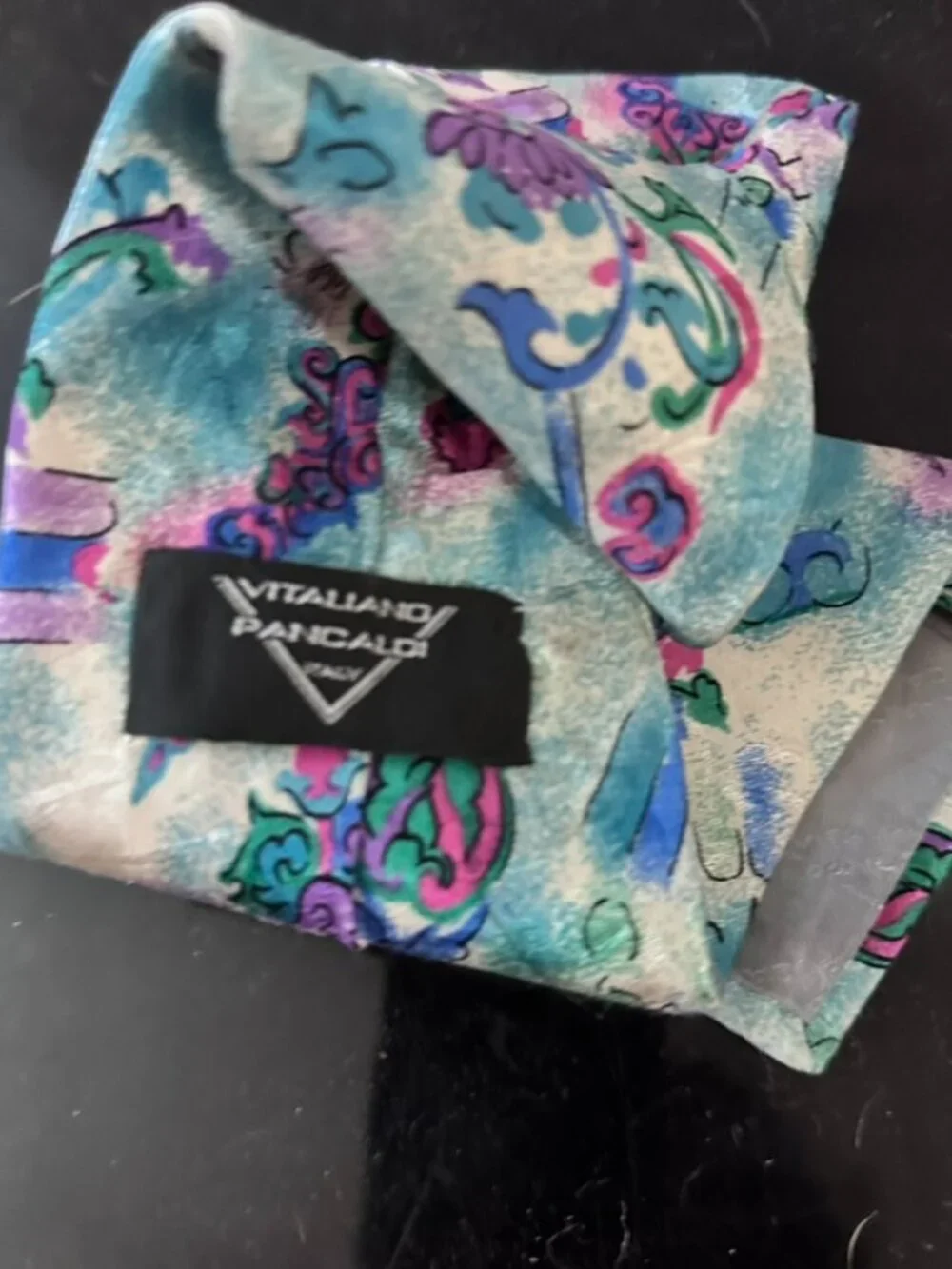 Vitaliano Pancaldi Silk Tie Mens Neckwear Floral Painterly Pastel Blue
